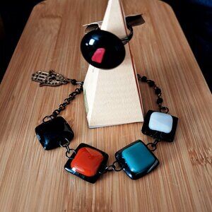 💎 Unique Handmade Set – Fused Glass Ring & Bracelet  One of a Kind | Handmade